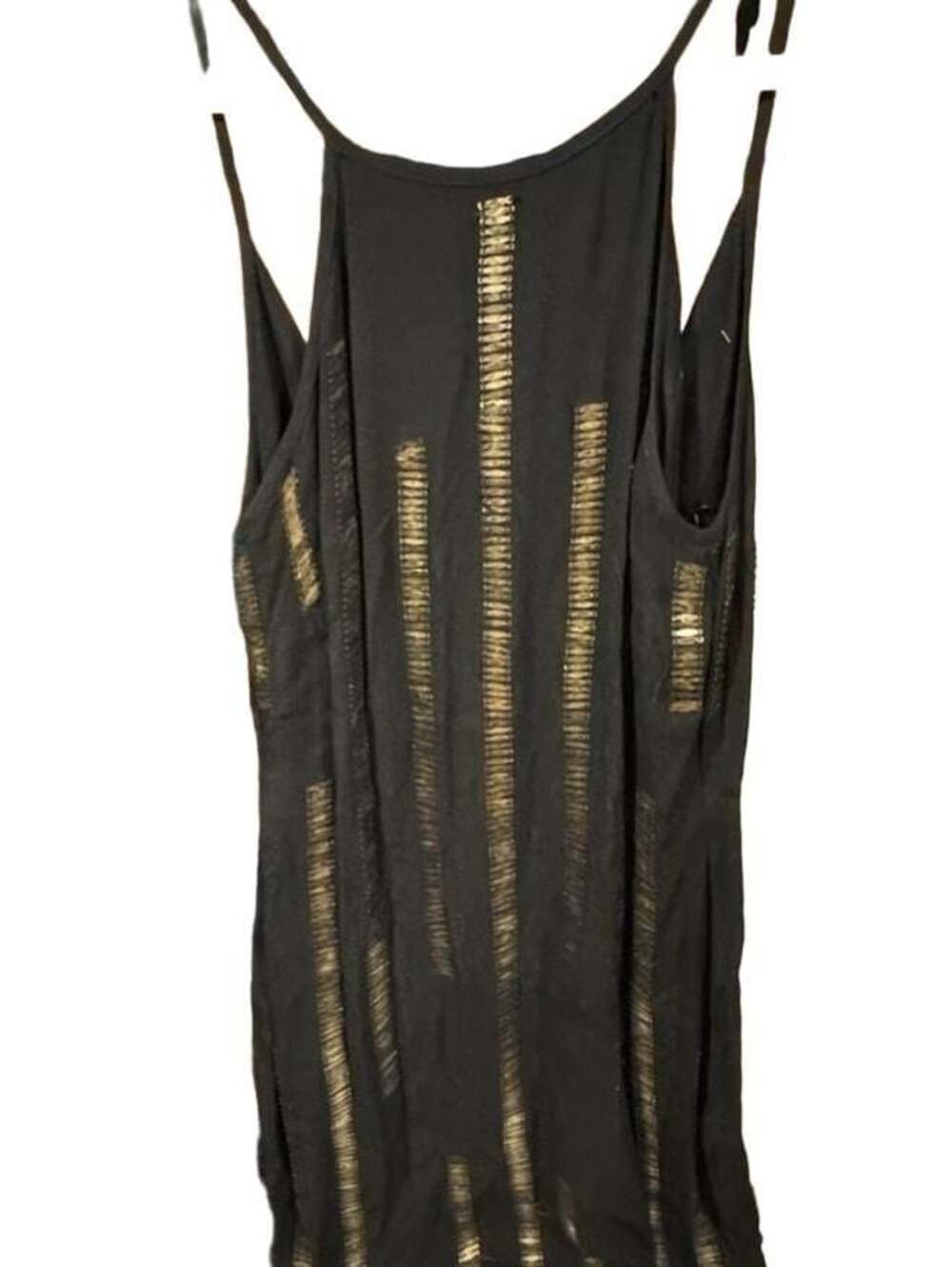 Blessed Are The Meek Black Sleeveless Tank Dress with Gold Metallic Embellishmen